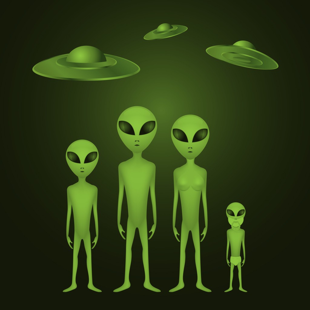 Whole alien family - illustration