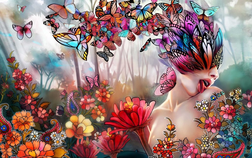multicolor-butterfly-and-floral-woman